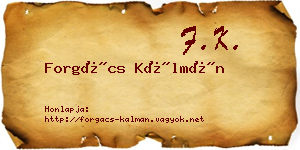 Forgács Kálmán névjegykártya